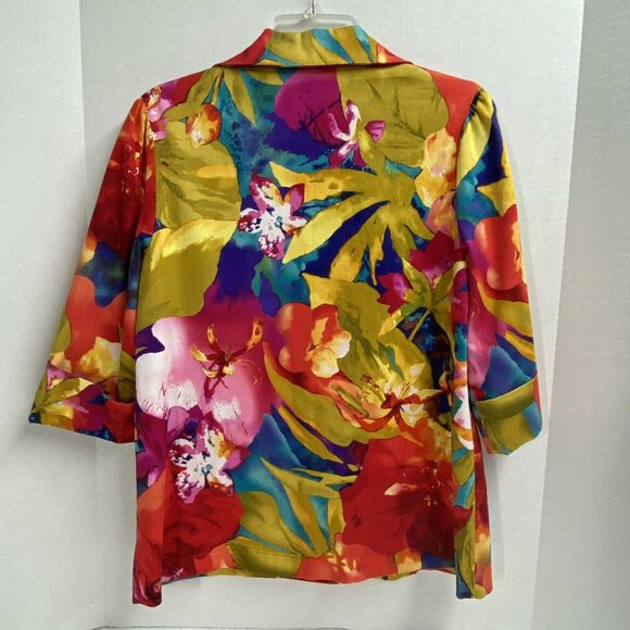 Simonton Says Splashed Floral Print Jacket Small Collard U neckline button up - Picture 2 of 10